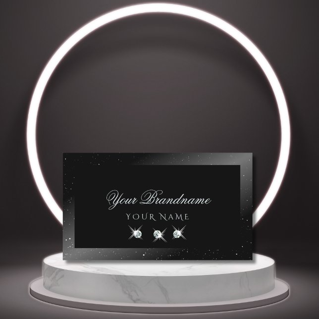 Tarjeta De Visita Noble Shimmery Black Sparkling Diamonds Elegante (Subido por el creador)