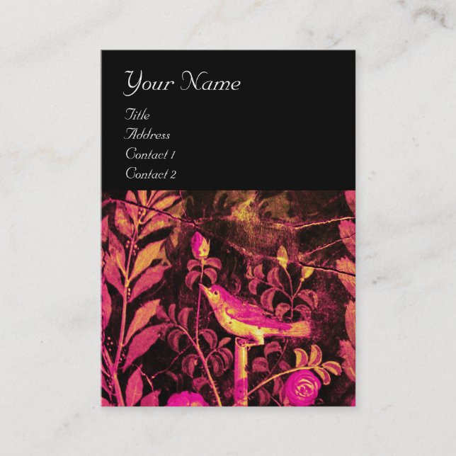 Tarjeta De Visita NOCHE CON ROSAS MONOGRAM, Oro Negro Rosa (Anverso)