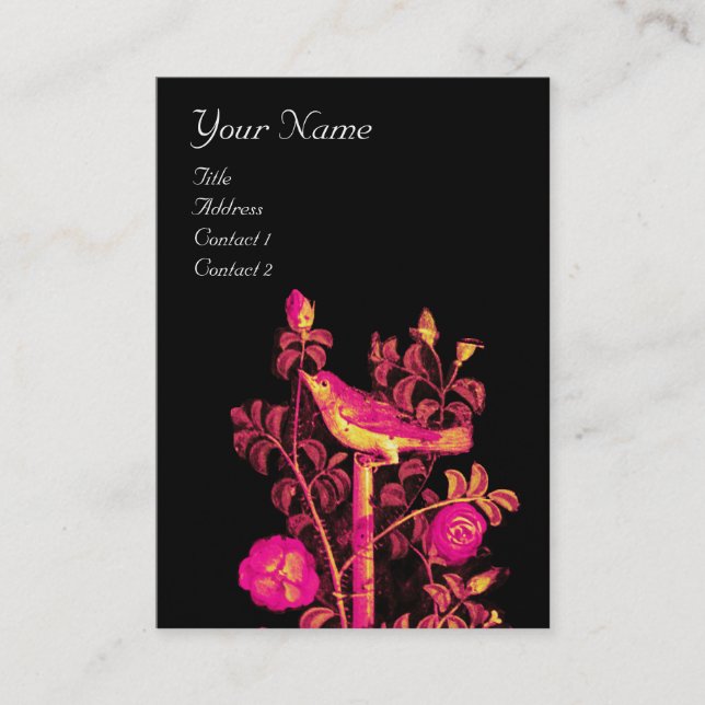 Tarjeta De Visita NOCHE CON ROSAS MONOGRAM, Perla Negra Rosa (Anverso)