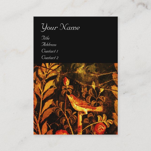 Tarjeta De Visita NOCHE CON ROSAS MONOGRAM, rojo amarillo negro (Anverso)