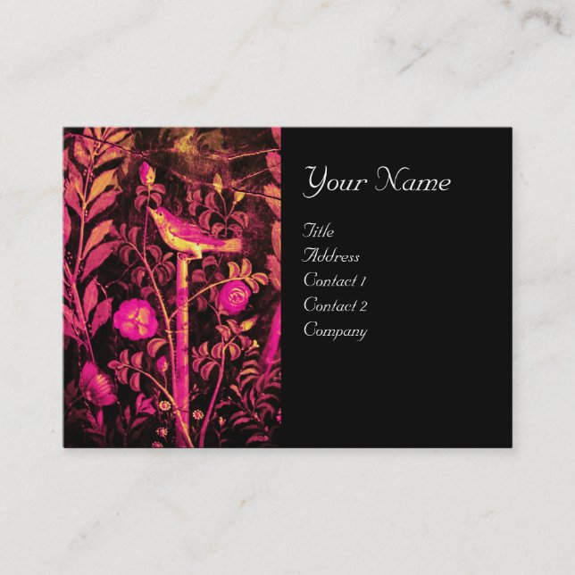 Tarjeta De Visita NOCHE CON ROSAS MONOGRAMA, amarillo rosado negro (Anverso)