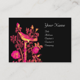 Tarjeta De Visita NOCHE CON ROSAS MONOGRAMA, amarillo rosado negro
