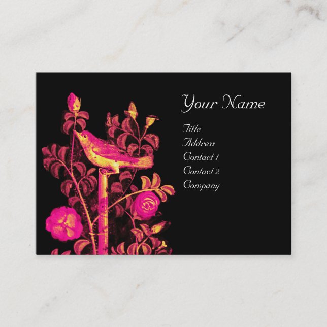 Tarjeta De Visita NOCHE CON ROSAS MONOGRAMA, amarillo rosado negro (Anverso)