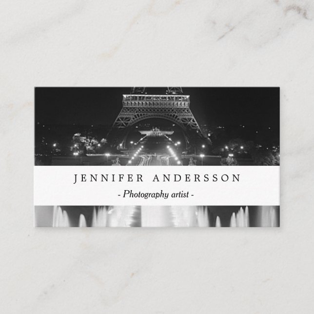 Tarjeta De Visita Noche de Eiffel de la torre de París Fontains del (Anverso)