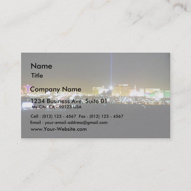 Tarjeta De Visita Noche de Las Vegas (Anverso)