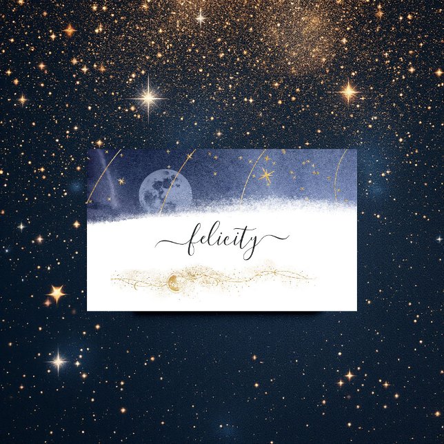 Tarjeta De Visita Noche Estrellada Celestial Elegante (Subido por el creador)
