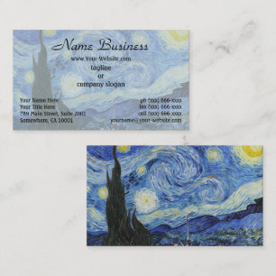 Tarjeta De Visita Noche estrellada de Van Gogh cielo azul arremolina