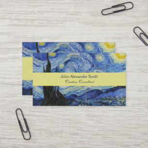 Tarjeta De Visita Noche estrellada de Van Gogh cielo azul arremolina