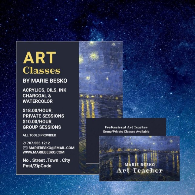 Tarjeta De Visita Noche estrellada sobre el Ródano, profesor de arte (Subido por el creador)