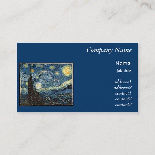 Tarjeta De Visita Noche estrellada, Vincent Van Gogh (Anverso)