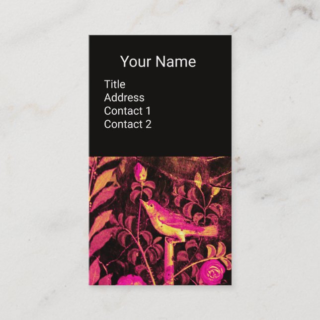 Tarjeta De Visita NOCHE Y ROSAS MONOGRAM Floral negra rosa (Anverso)