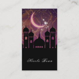 Tarjeta De Visita Noches Árabes Marroquí Medio Oriente Púrpura Rosa