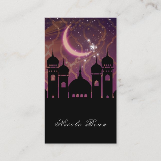 Tarjeta De Visita Noches árabes Rosa morado marroquí de Oriente Medi (Anverso)