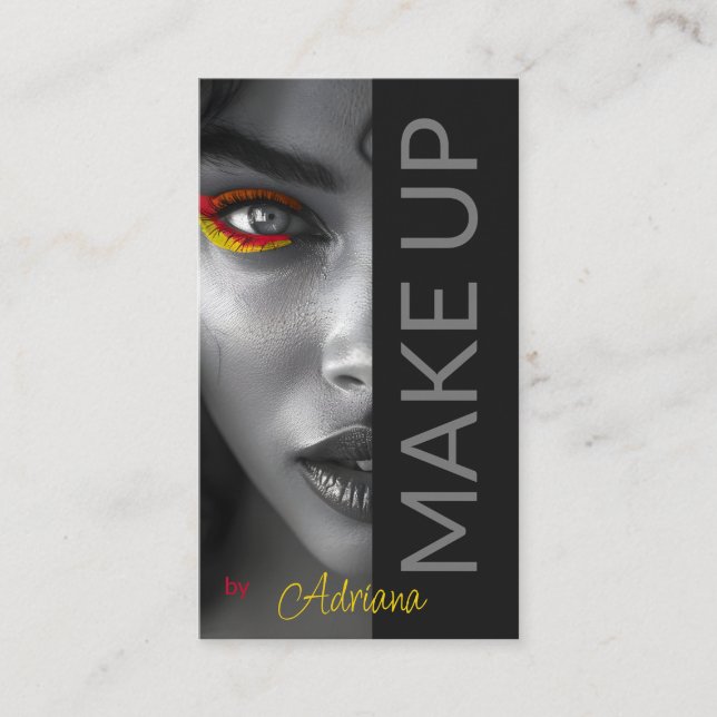 Tarjeta De Visita Noir Elegance: Sofisticado artista de maquillaje (Anverso)