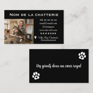 Tarjeta De Visita Noire Personnalisée Chatterie de Maine Coon
