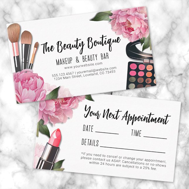 Tarjeta De Visita Nombramiento de artista de maquillaje de belleza (Beauty Makeup Artist Appointment Business Card )