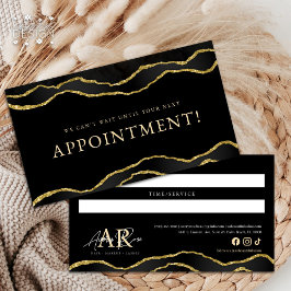 Tarjeta De Visita Nombramiento de Belleza de Black & Gold Marble Aga