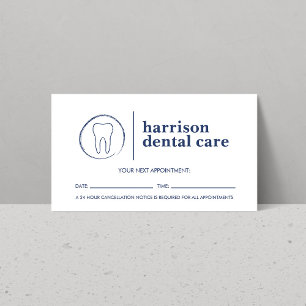 Tarjeta De Visita Nombramiento de dentista blanco/azul con el logoti