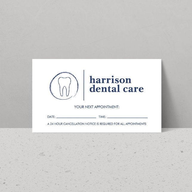 Tarjeta De Visita Nombramiento de dentista blanco/azul con el logoti (Subido por el creador)