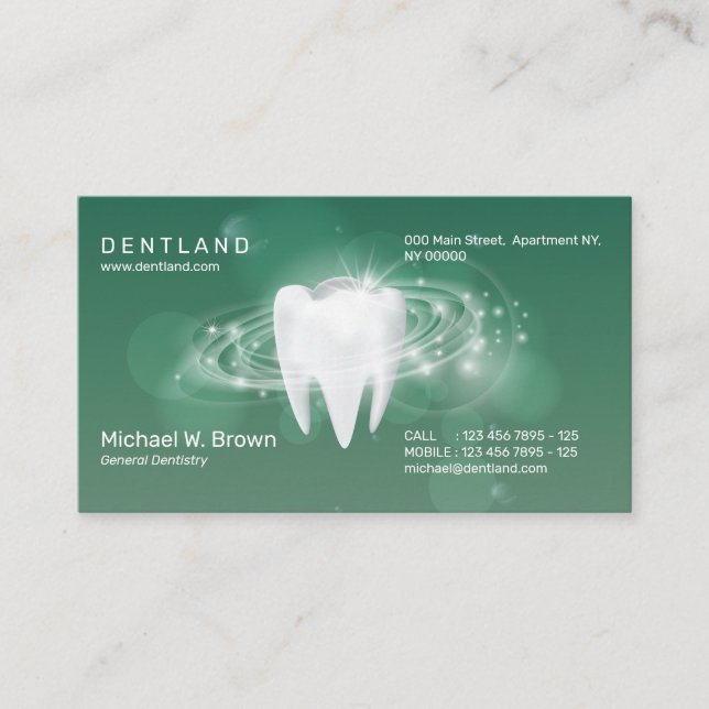 Tarjeta De Visita Nombramiento de Dentista Dental Verde 3D Teeth (Anverso)
