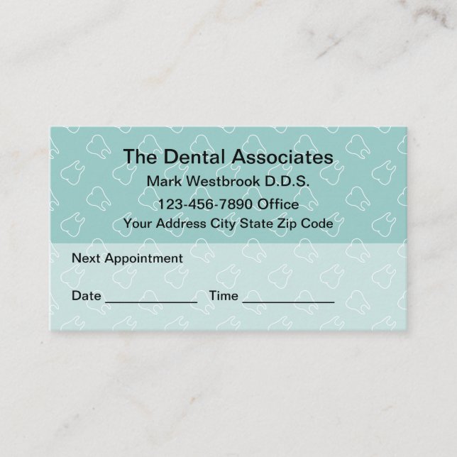 Tarjeta De Visita Nombramiento de dentista Patrón dental moderno (Anverso)