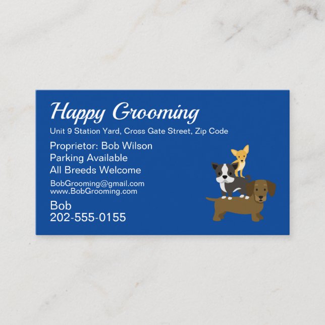 Tarjeta De Visita Nombramiento de Dog Grooming (Anverso)