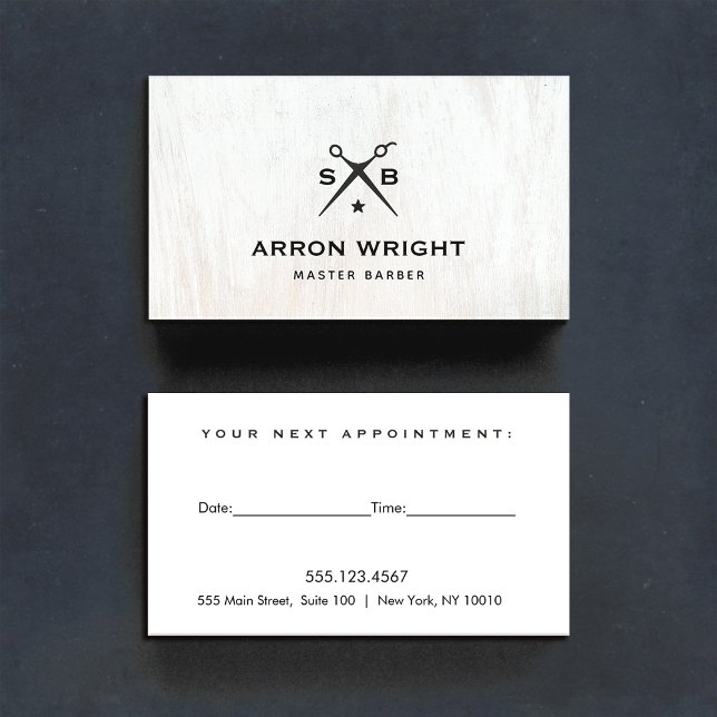Tarjeta De Visita Nombramiento de Hairstylist Barber Monogram Scisso (Subido por el creador)