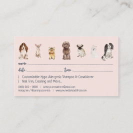 Tarjeta De Visita Nombramiento de Navy Pink Cute Dog Grooming