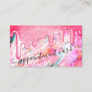 Tarjeta De Visita Nombramiento de Neon Coral Pearl Opal Purpurina Dr