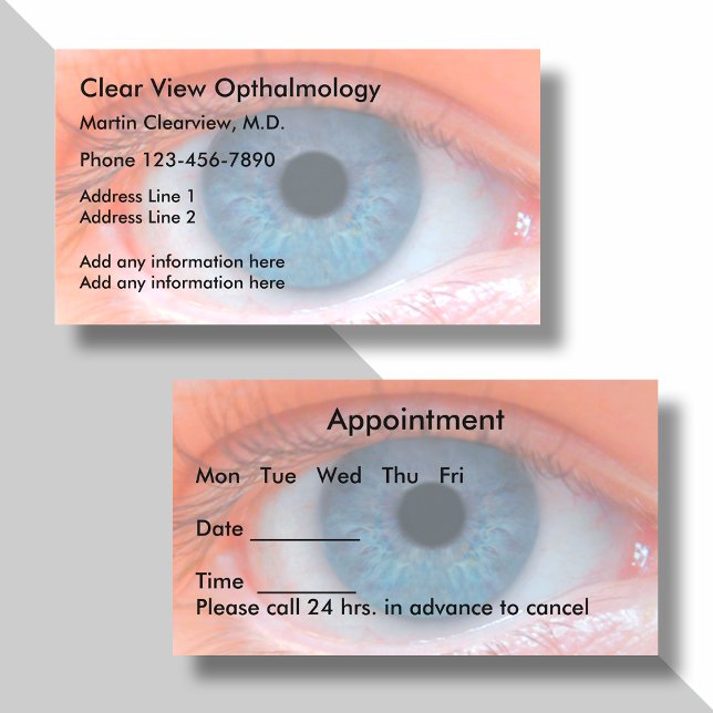 Tarjeta De Visita Nombramiento de optometrista u oftalmólogo (Subido por el creador)