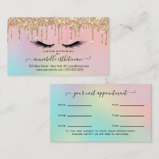 Tarjeta De Visita Nombramiento de purpurina Oro Eyelash Extension