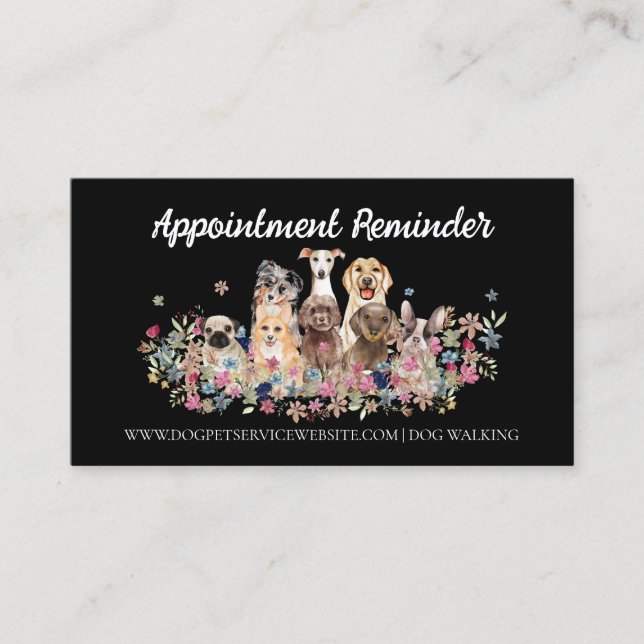 Tarjeta De Visita Nombramiento de Veterinario de Black Dog Groomer P (Anverso)
