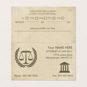 Tarjeta De Visita Nombramiento del abogado de la abogacía