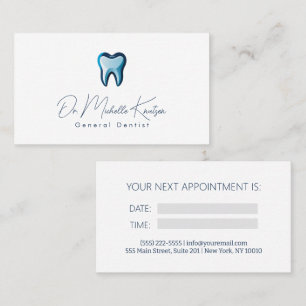 Tarjeta De Visita Nombramiento dental profesional de Dentista Blanco