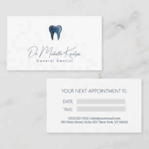 Tarjeta De Visita Nombramiento dental profesional de Dentista Blanco