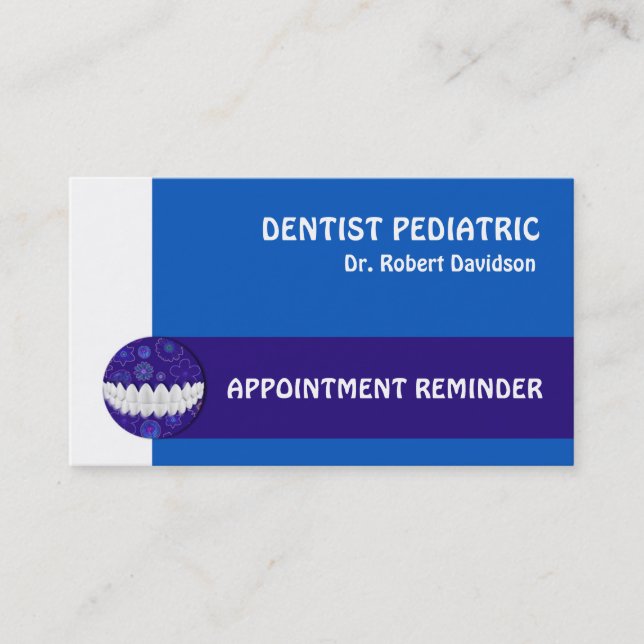 Tarjeta De Visita Nombramiento dental Recordatorio pediátrico Dentis (Anverso)