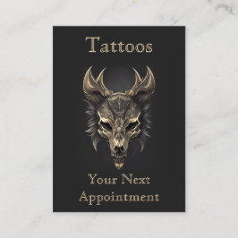 Tarjeta De Visita Nombramiento gótico de Fantasy Wolf Skull Black & 