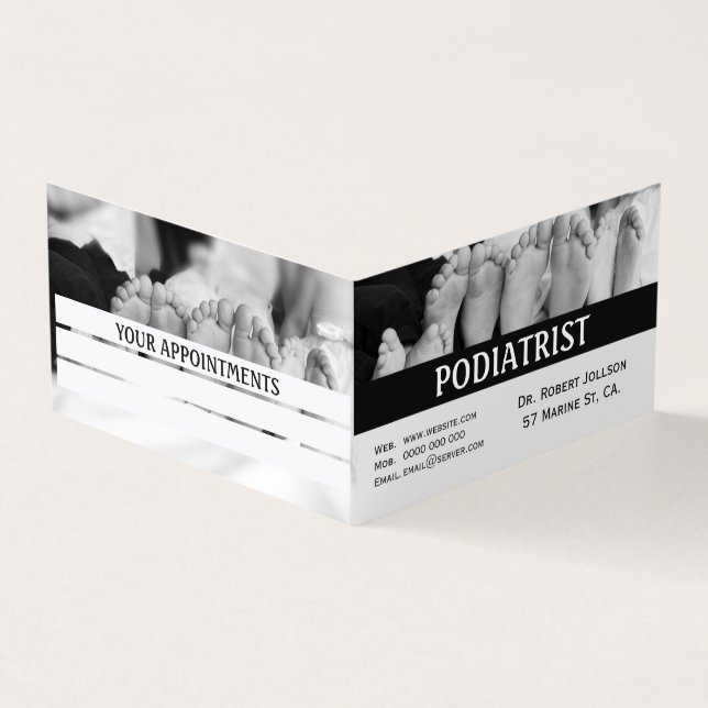Tarjeta De Visita Nombramiento médico de pies sencillos para podiatr (Exterior)