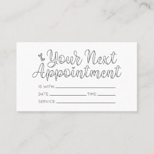 Tarjeta De Visita Nombramiento simple de tipografía de corazón blanc