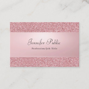 Tarjeta De Visita Nombre caligrafiado Rosa Gold Purpurina moderno el