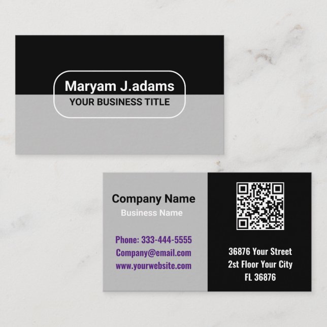 Tarjeta De Visita Nombre comercial de clase personalizado (código qr (Anverso / Reverso)
