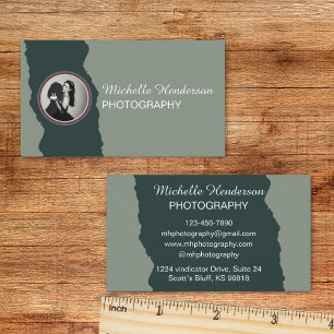 Tarjeta De Visita Nombre comercial de fotografía verde minimalista 1