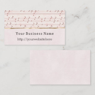 Tarjeta De Visita Nombre comercial sitio web Notas musicales rosa Ch