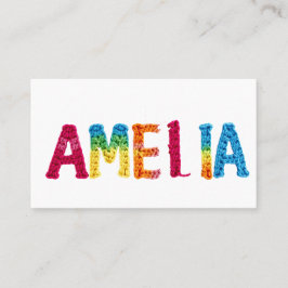 Tarjeta De Visita Nombre de Amelia en el patrón de crochet vibrante
