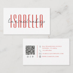 Tarjeta De Visita Nombre de artista de maquillaje de pelo minimalist