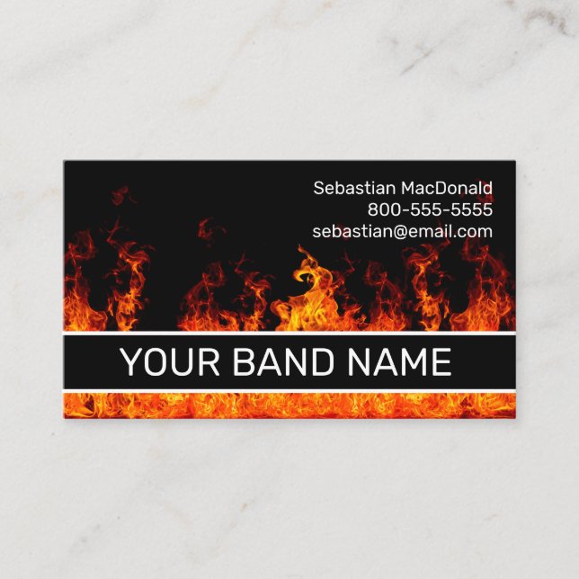 Tarjeta De Visita Nombre de banda personalizado llama a la música ro (Anverso)