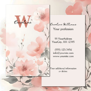 Tarjeta De Visita Nombre de color de rosa monograma acuarela floral