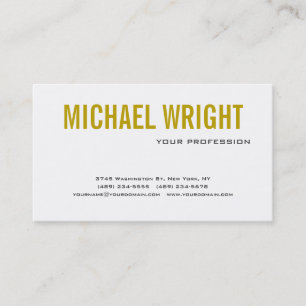 Tarjeta De Visita Nombre de color dorado blanco negro moderno sencil