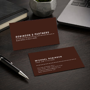Tarjeta De Visita Nombre de empresa minimalista en color caoba