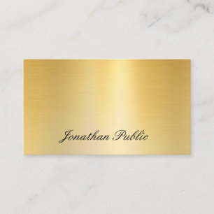 Tarjeta De Visita Nombre de escritura a mano Elegante Faux Gold Temp
